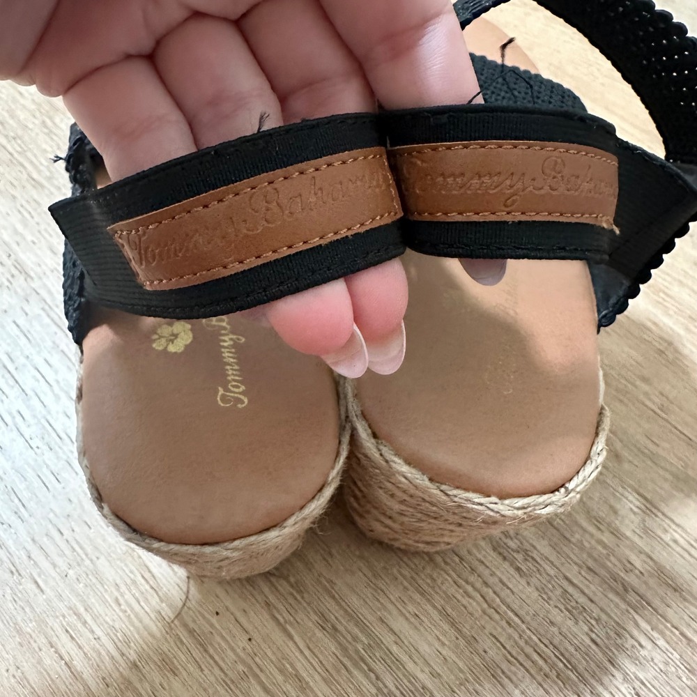 Tommy Bahama | Woman's Sakura Black Crochet Espadrille Wedge Sandals, Size 8M - Picture 5 of 7